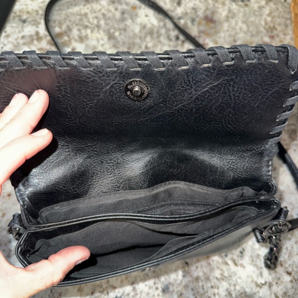 Black Studded Leather Crossbody Bag - Picture 2 of 3